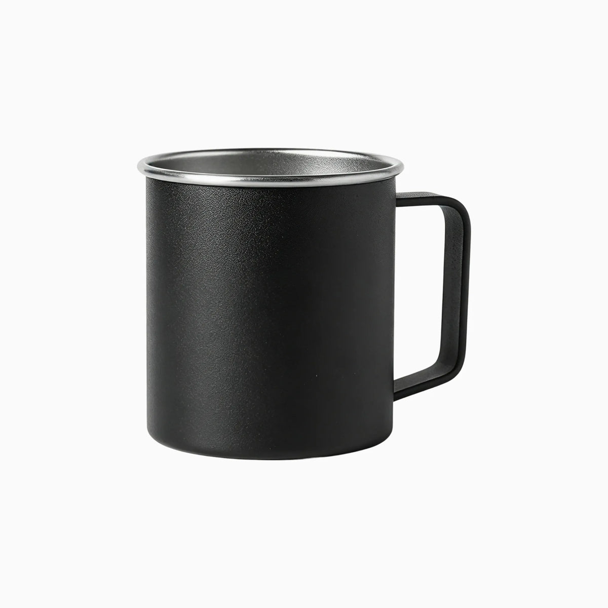 Black 300ml single-wall stainless steel camp mug for custom branded team offsites by Wumble Merch Australia