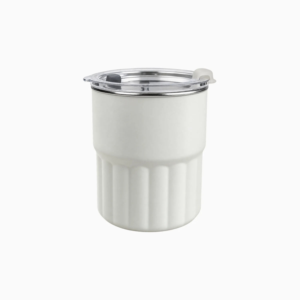 Custom branded 300ml stainless steel straw cup in white with straw and lid, bulk corporate drinkware Australia by Wumble Merch