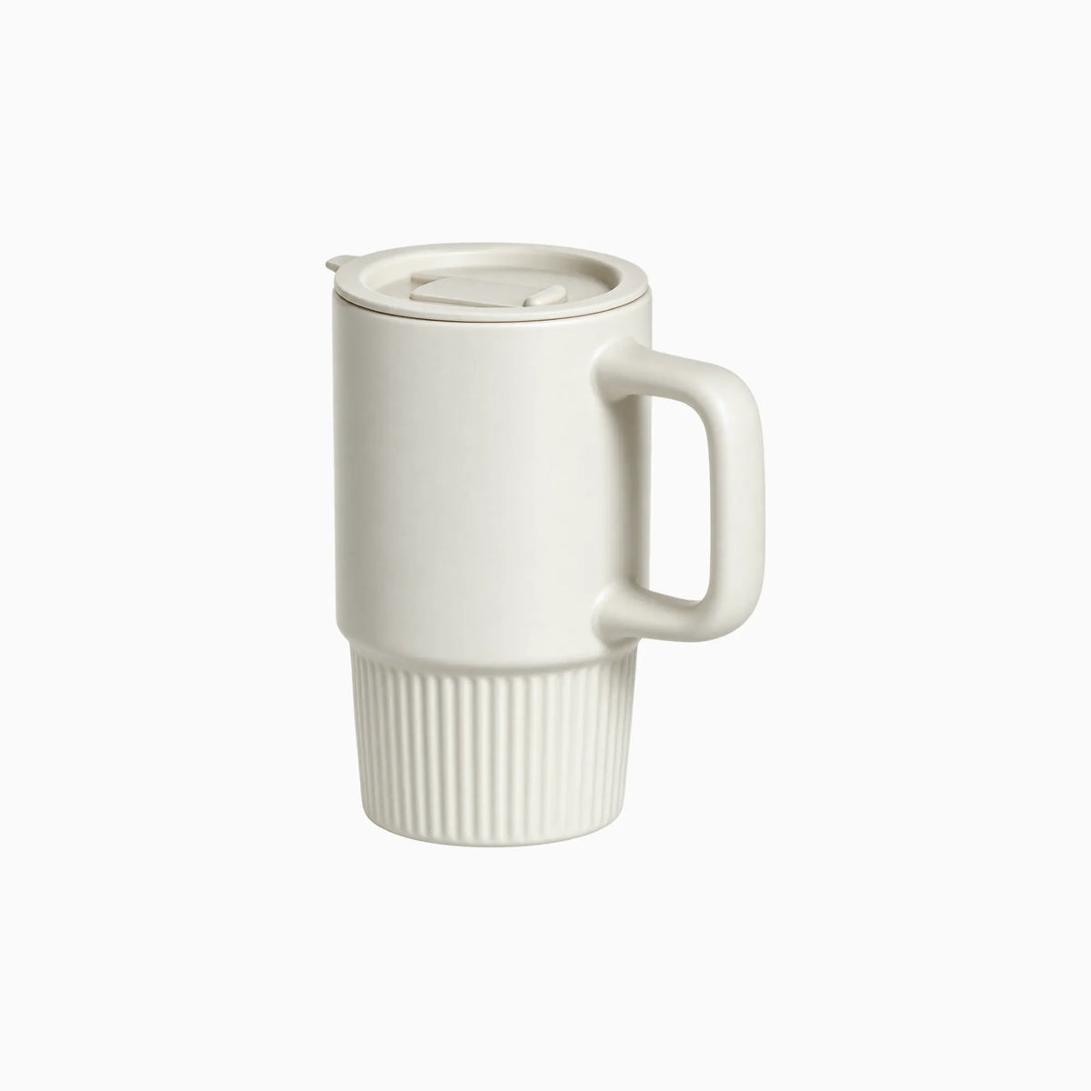 Off white 450ml ceramic mug with handle and lid for custom branded welcome kits by Wumble Merch Australia