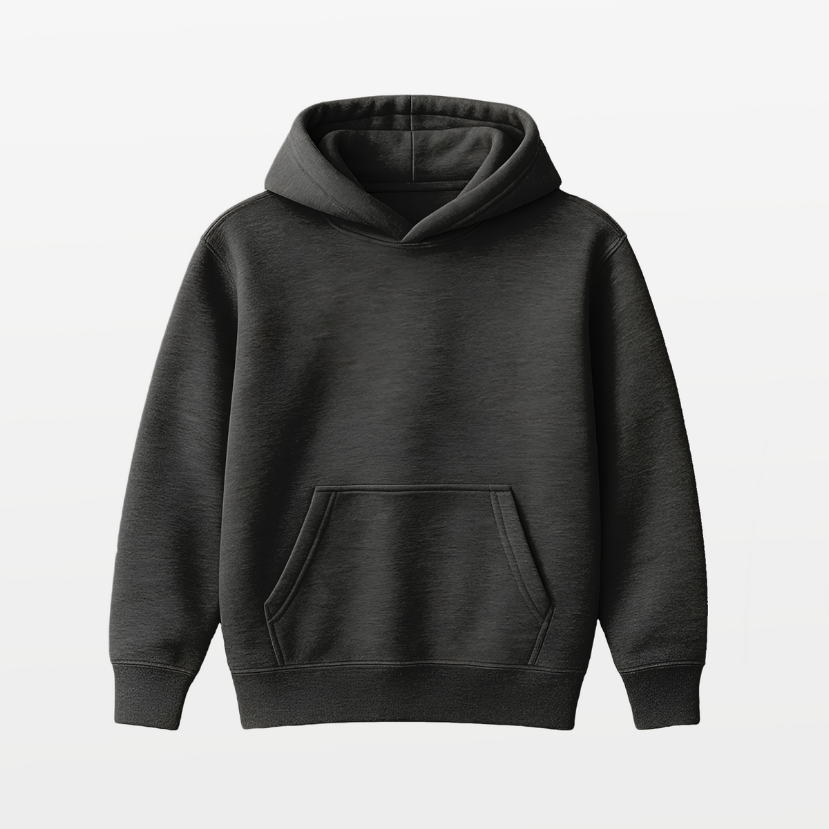Black hoodie on a light gray background
