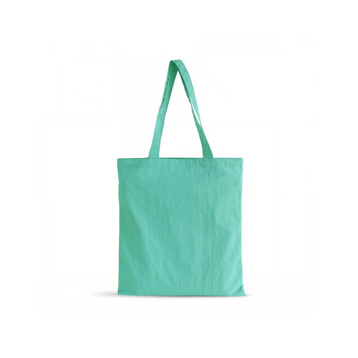 A mint green lightweight crinkle nylon tote bag with two shoulder straps, shown against a plain white background.