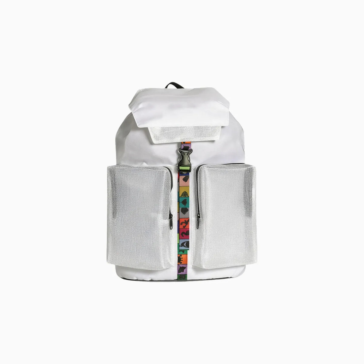 White rPET sports backpack with mesh front pockets for custom branded team gifting by Wumble Merch Australia