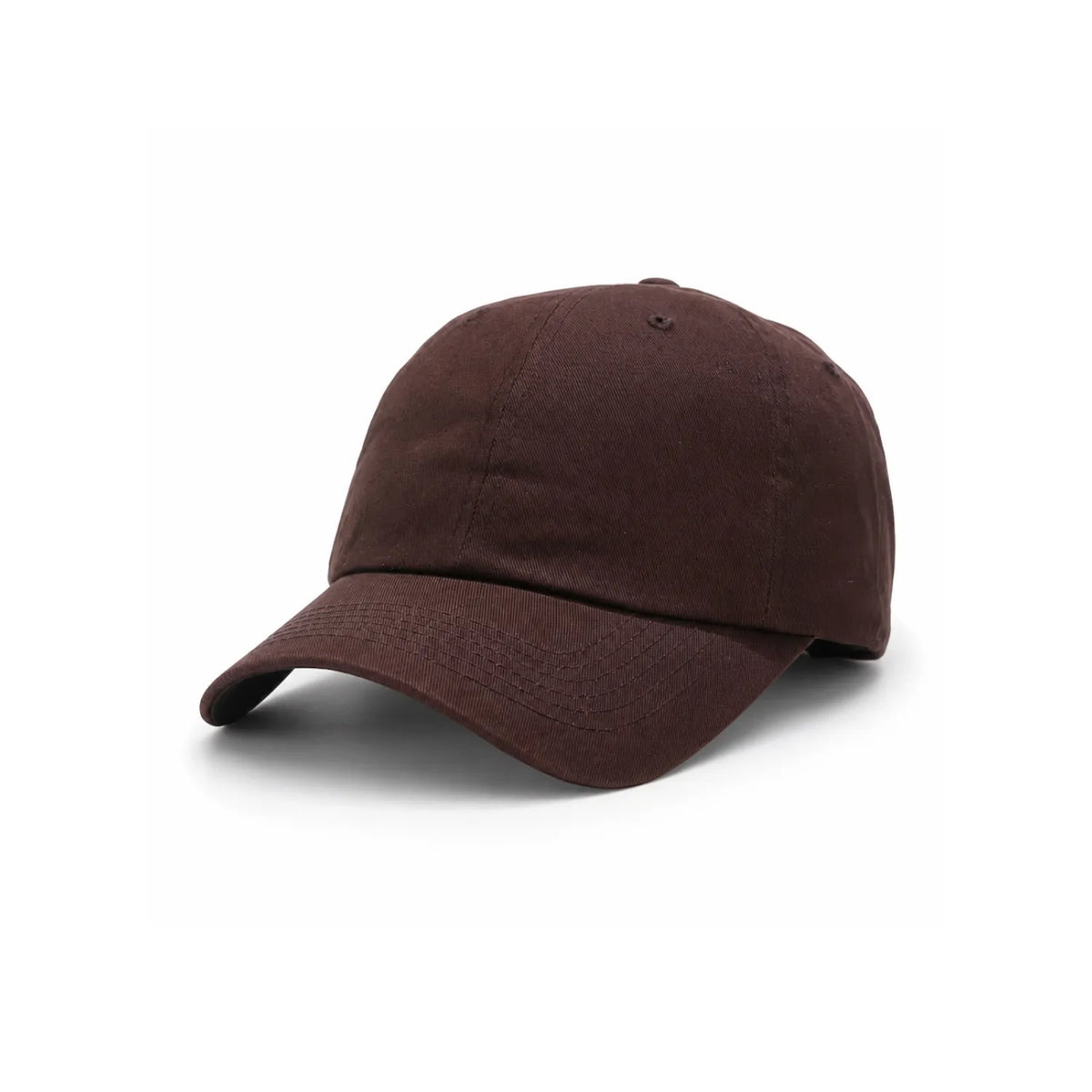 Dark brown cap with soft casual dad cap style on a plain white background