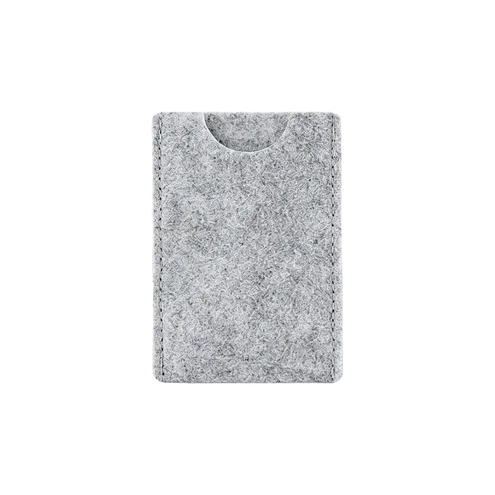 Custom branded RPET felt card holder in light grey, sustainable bulk merch Australia by Wumble Merch
