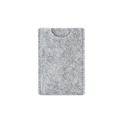Custom branded RPET felt card holder in light grey, sustainable bulk merch Australia by Wumble Merch