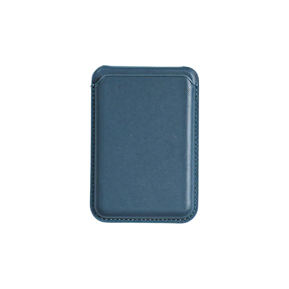 ustom branded PU leather MagSafe wallet stand in burgundy with card slot in cool blue, bulk corporate tech accessories Australia by Wumble Merch