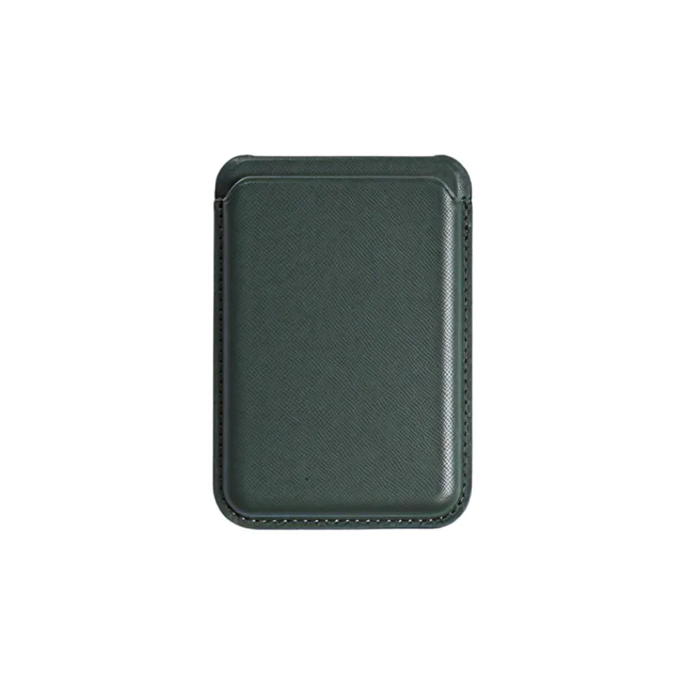 ustom branded PU leather MagSafe wallet stand in burgundy with card slot in olive green, bulk corporate tech accessories Australia by Wumble Merch