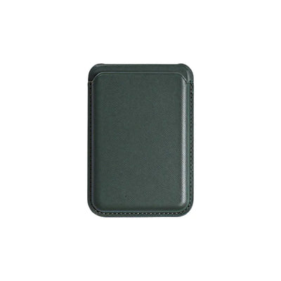 ustom branded PU leather MagSafe wallet stand in burgundy with card slot in olive green, bulk corporate tech accessories Australia by Wumble Merch