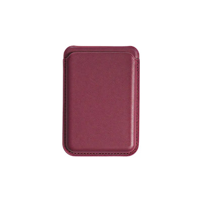 ustom branded PU leather MagSafe wallet stand in burgundy with card slot in red, bulk corporate tech accessories Australia by Wumble Merch