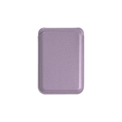 Custom branded PU leather MagSafe wallet stand on iPhone held in hand, employee welcome kit tech accessory by Wumble Merch Australia