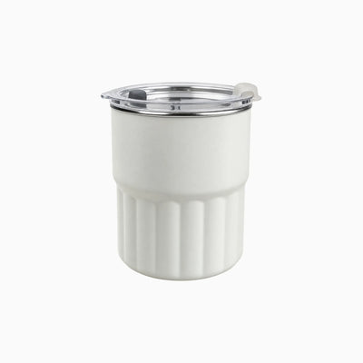 Custom branded 300ml stainless steel straw cup in white with straw and lid, bulk corporate drinkware Australia by Wumble Merch