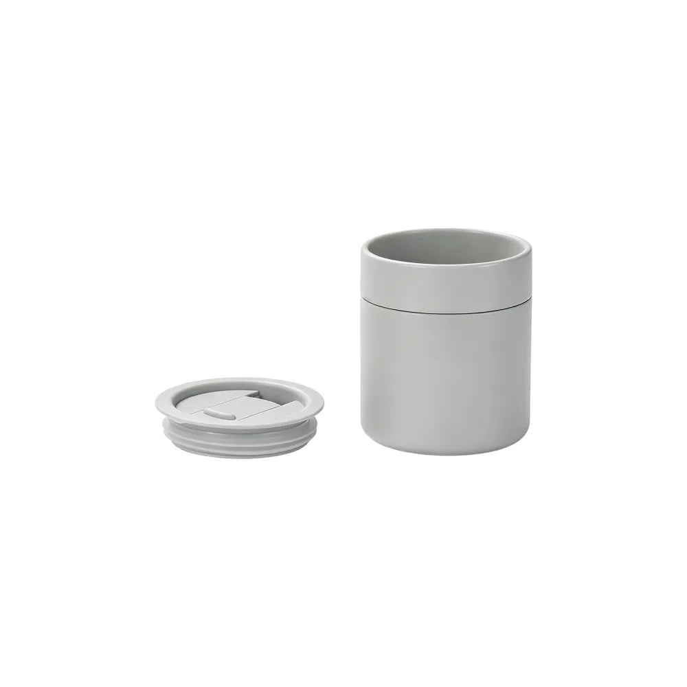 Custom branded 360ml ceramic coffee cup with silicone lid in moss green, bulk corporate drinkware Australia by Wumble