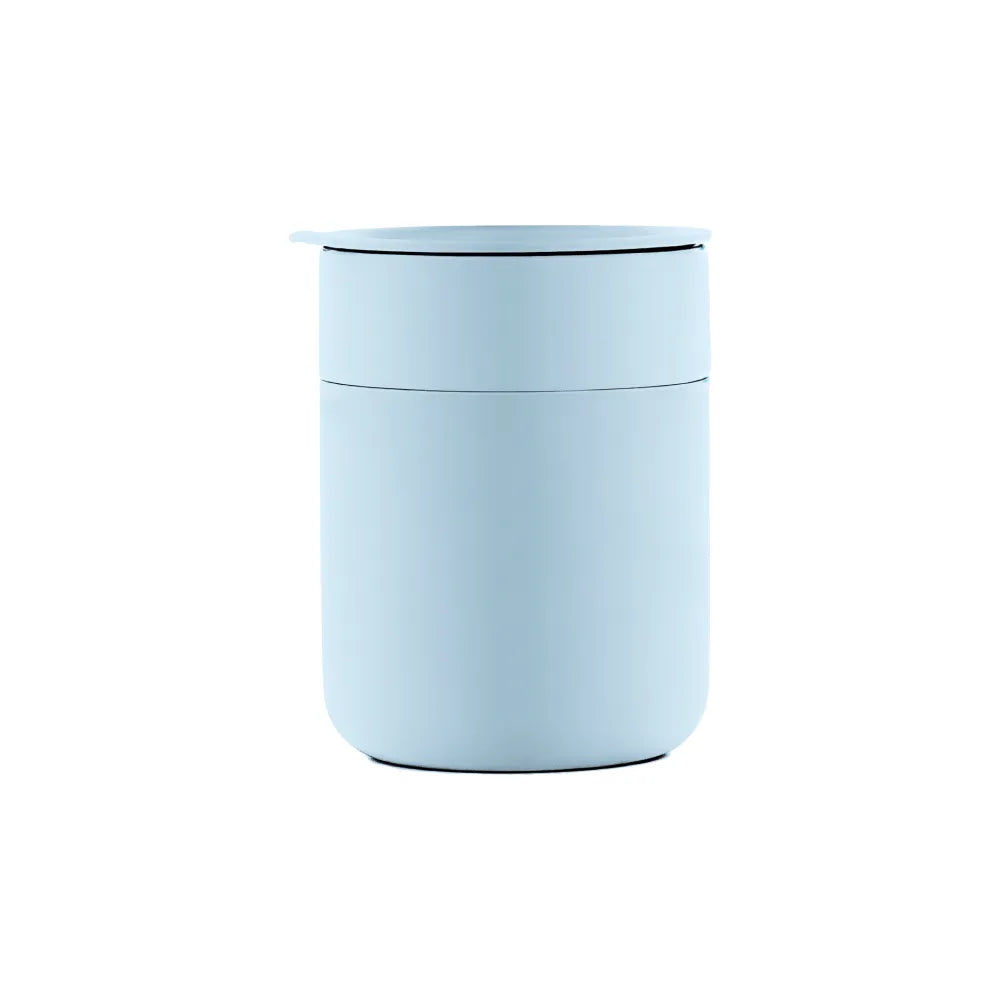 Custom branded 360ml ceramic coffee cup with silicone lid in moss green, bulk corporate drinkware Australia by Wumble