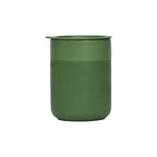 Custom branded 360ml ceramic coffee cup with silicone lid in moss green, bulk corporate drinkware Australia by Wumble