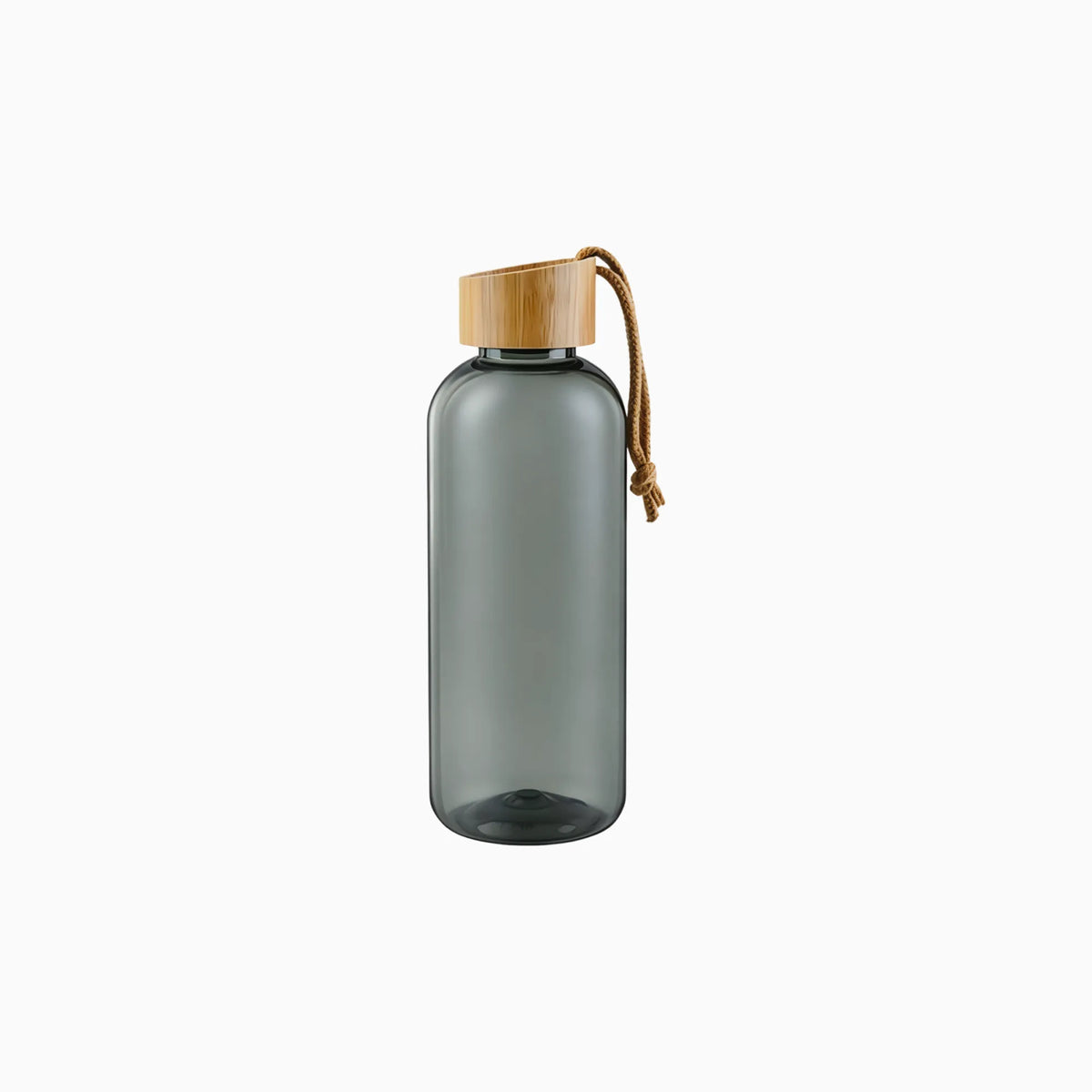 Clear 650ml recycled RPET water bottle with bamboo lid and cord strap for custom branded welcome kits by Wumble Merch Australia