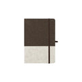 Two-tone coffee grounds A5 notebook with cotton linen cover and elastic closure for custom branded welcome kits by Wumble Merch Australia