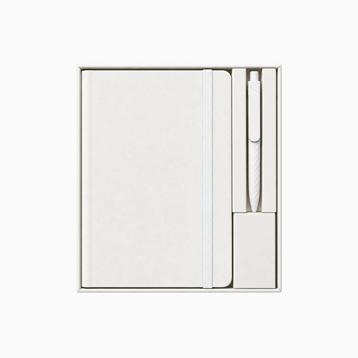 White A5 Tyvek notebook and pen desk kit with customisable belly band by Wumble Merch Australia