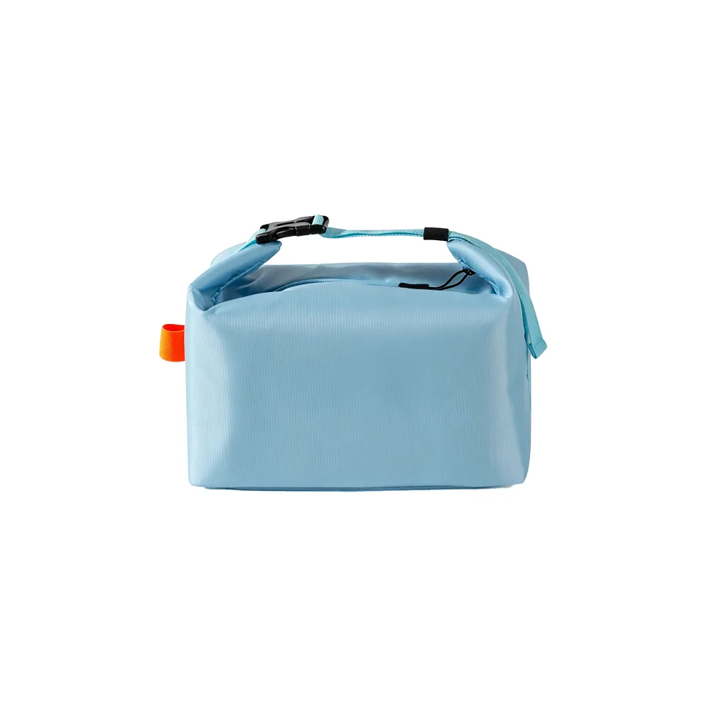 Custom branded sky blue buckle lunch bag in oxford fabric for employee welcome kit Australia
