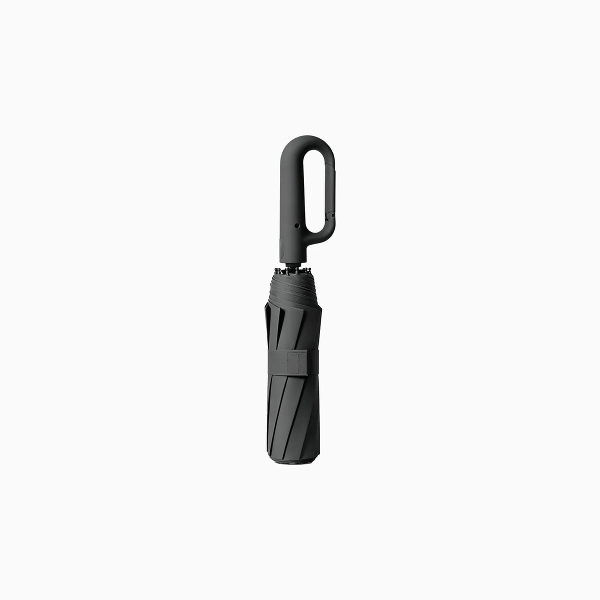 Carabiner handle folding umbrellas in cream white, black and mist blue, custom branded bulk merch by Wumble Merch Australia