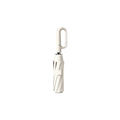 Custom branded carabiner handle folding umbrella in cream white, bulk corporate merch Australia by Wumble Merch
