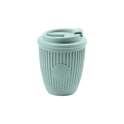 Custom branded coffee grounds eco travel cup 350ml with flip lid in mint green, sustainable bulk merch Australia by Wumble