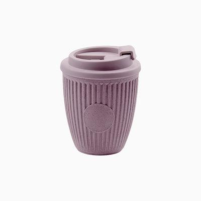 Custom branded coffee grounds eco travel cup 350ml with flip lid in taro purple, sustainable bulk merch Australia by Wumble
