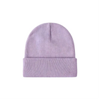 Custom cuffed knit beanie in taro purple – bulk branded winter merch by Wumble