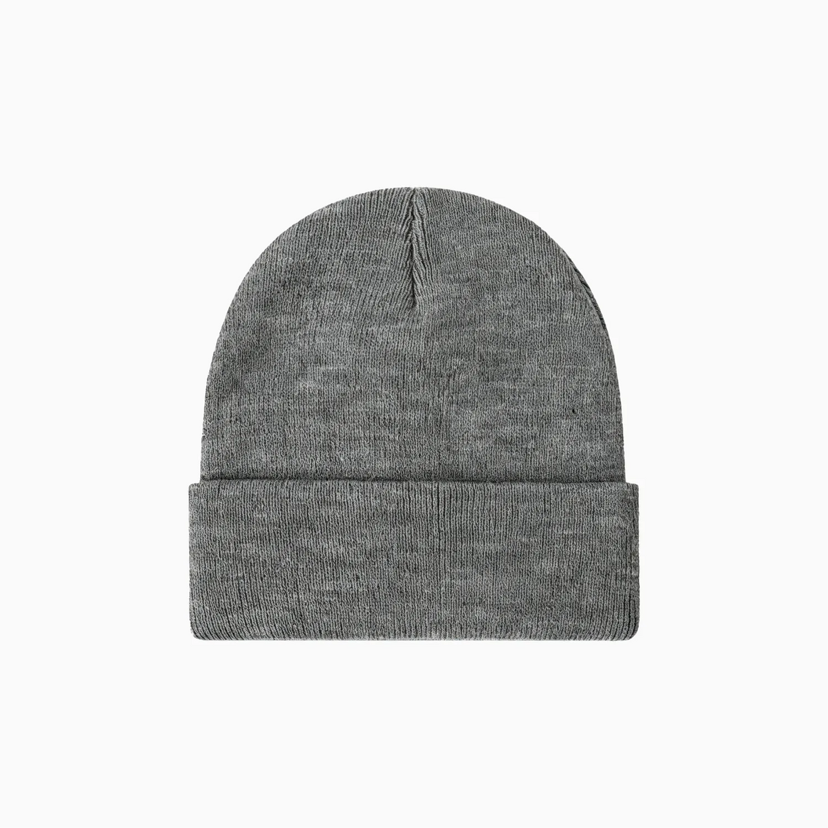 Custom cuffed knit beanie in grey – bulk branded winter merch by Wumble