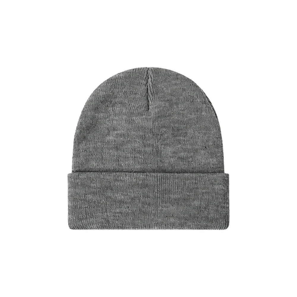 Custom cuffed knit beanie in grey – bulk branded winter merch by Wumble