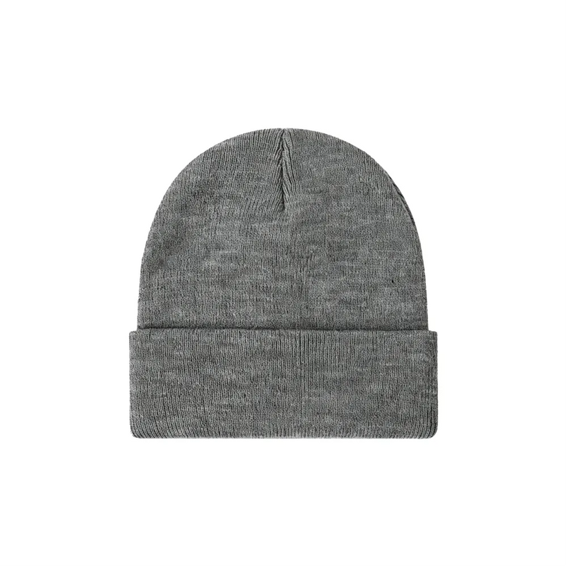 Custom cuffed knit beanie in grey – bulk branded winter merch by Wumble