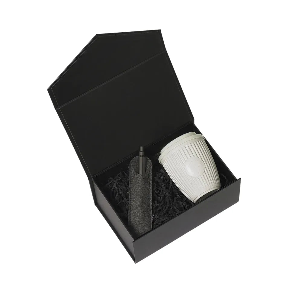 Day One Coffee and Pen Kit Starter with pen sleeve and white coffee grounds mug by Wumble Merch Australia