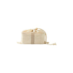 Cream mesh drawstring carry bag for the wheat straw lunch box on a white background, no Wumble branding applied