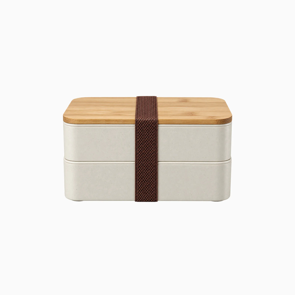 Off white double-layer wheat straw lunch box with bamboo lid for custom branded welcome kits by Wumble Merch Australia