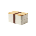 Off white double-layer wheat straw lunch box with bamboo lid for custom branded welcome kits by Wumble Merch Australia