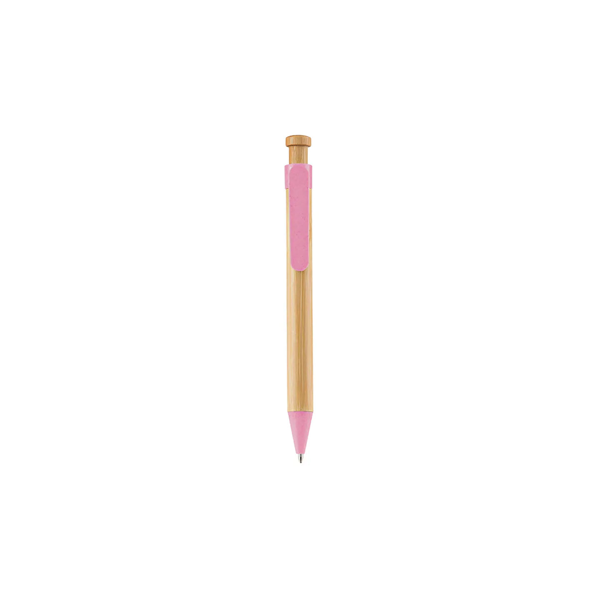 Eco-Friendly Bamboo & Wheat Straw Gel Pen with natural bamboo barrel and button, beige wheat straw clip and tip