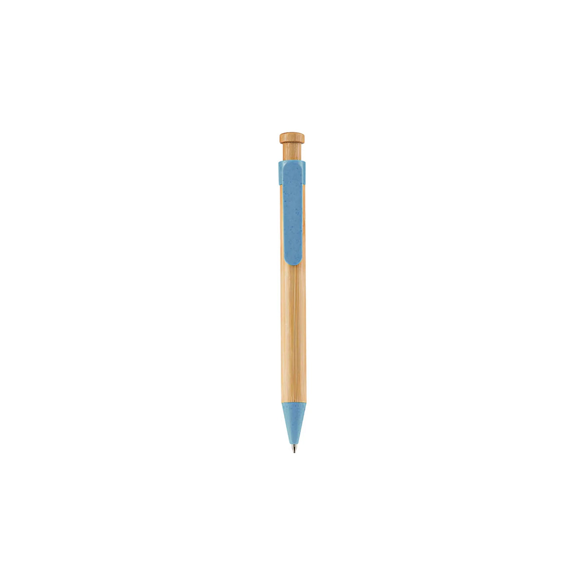 Eco-Friendly Bamboo & Wheat Straw Gel Pen with natural bamboo barrel and button, beige wheat straw clip and tip