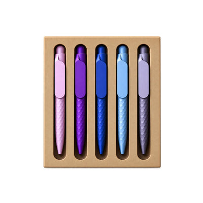 Eco-Friendly Wheat Straw Gel Pen Set with five textured click pens in a kraft corrugated tray