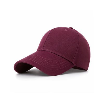 A classic six-panel embroidered cotton cap in a burgundy colour, shown from a three-quarters angle on a clean white background.