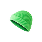 Custom fisherman knit beanie in bright green – bulk branded winter merch by Wumble