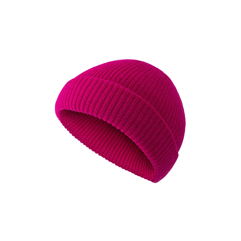 Custom fisherman knit beanie in rose – bulk branded winter merch by Wumble