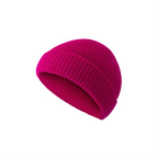 Custom fisherman knit beanie in rose – bulk branded winter merch by Wumble