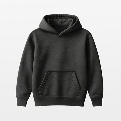 Black hoodie on a light gray background
