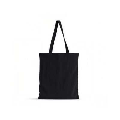 A plain black lightweight crinkle nylon tote bag with two shoulder straps, shown against a solid white background.