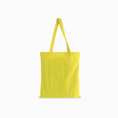 A bright yellow lightweight crinkle nylon tote bag with two shoulder straps, shown against a plain white background.