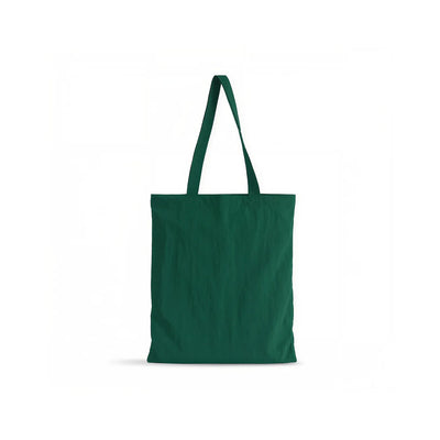 A forest green lightweight crinkle nylon tote bag with matching green shoulder straps, shown against a plain white background.