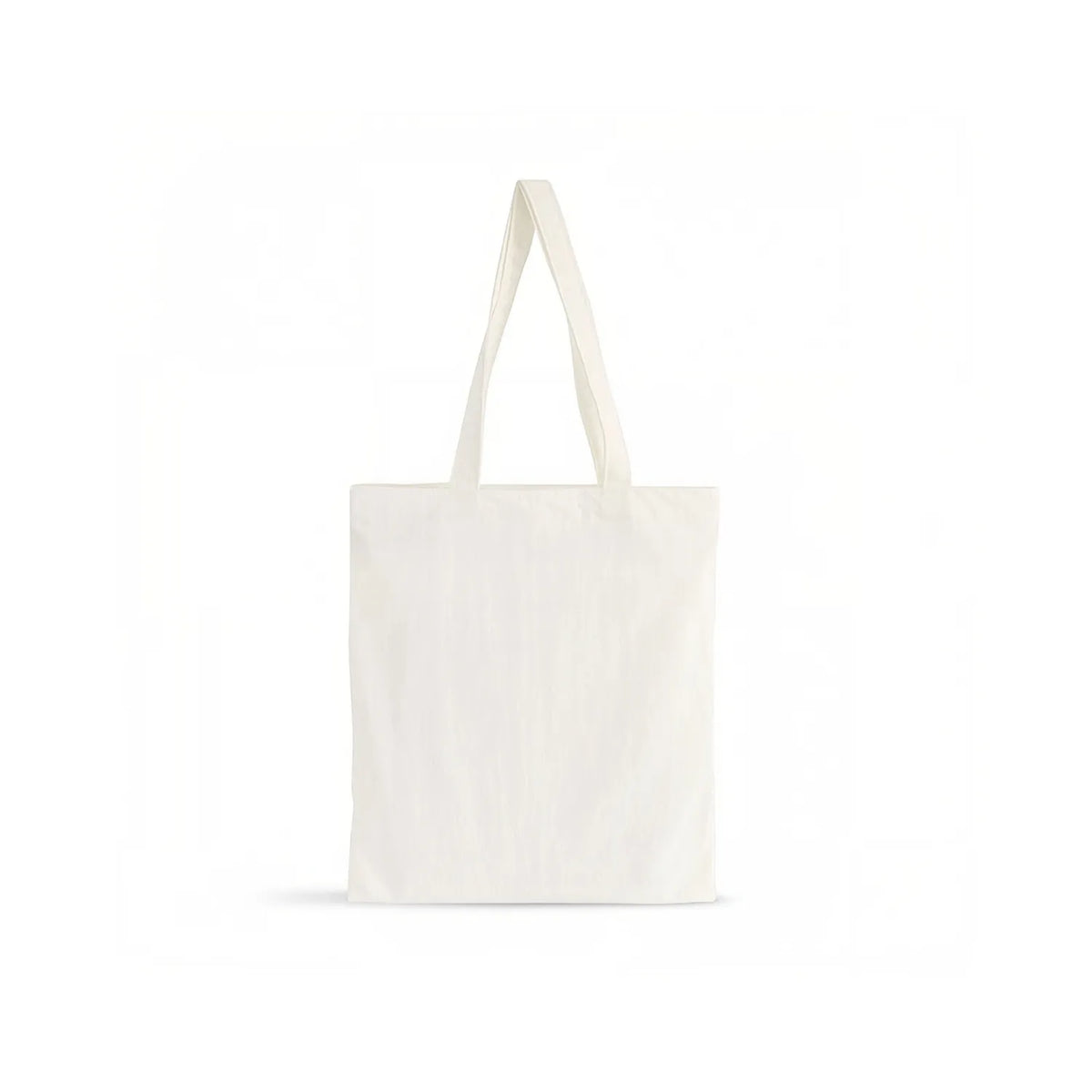 A plain off-white lightweight crinkle nylon tote bag with two shoulder straps, shown against a solid white background.