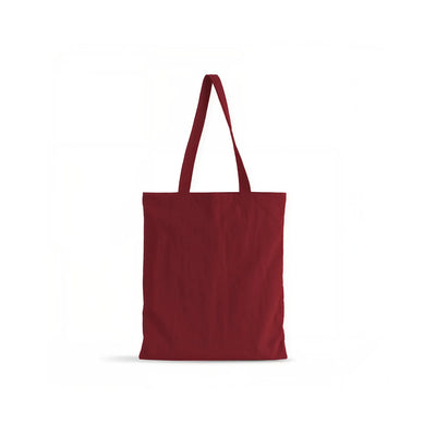 A plain rust red lightweight crinkle nylon tote bag with two shoulder straps, shown against a solid white background.