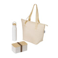 Beige Out Together Tote and Lunch Kit with steel bottle, wheat straw lunch box and RPET tote by Wumble Merch Australia