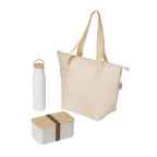 Beige Out Together Tote and Lunch Kit with steel bottle, wheat straw lunch box and RPET tote by Wumble Merch Australia