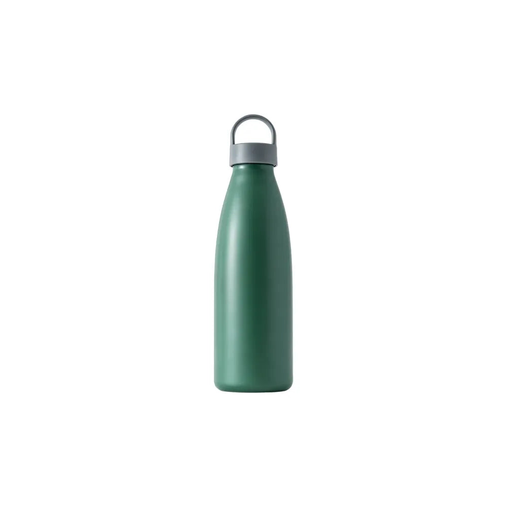 Deep forest green 750ml PLA bottle-style travel cup with a grey loop-top lid on a white background, no branding applied